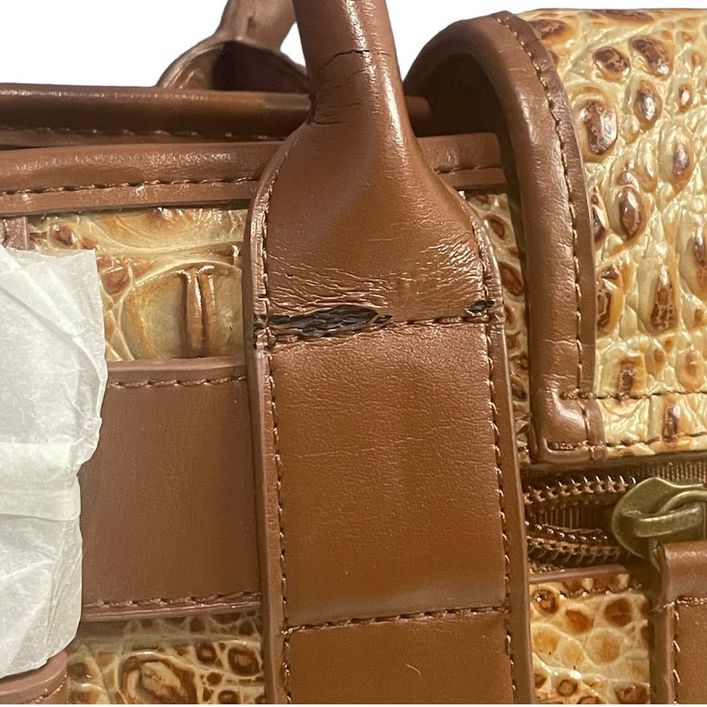 Charlie Lapson Leather Handbag DEFECT Croc Embossed Satchel NWT - Picture 13 of 16